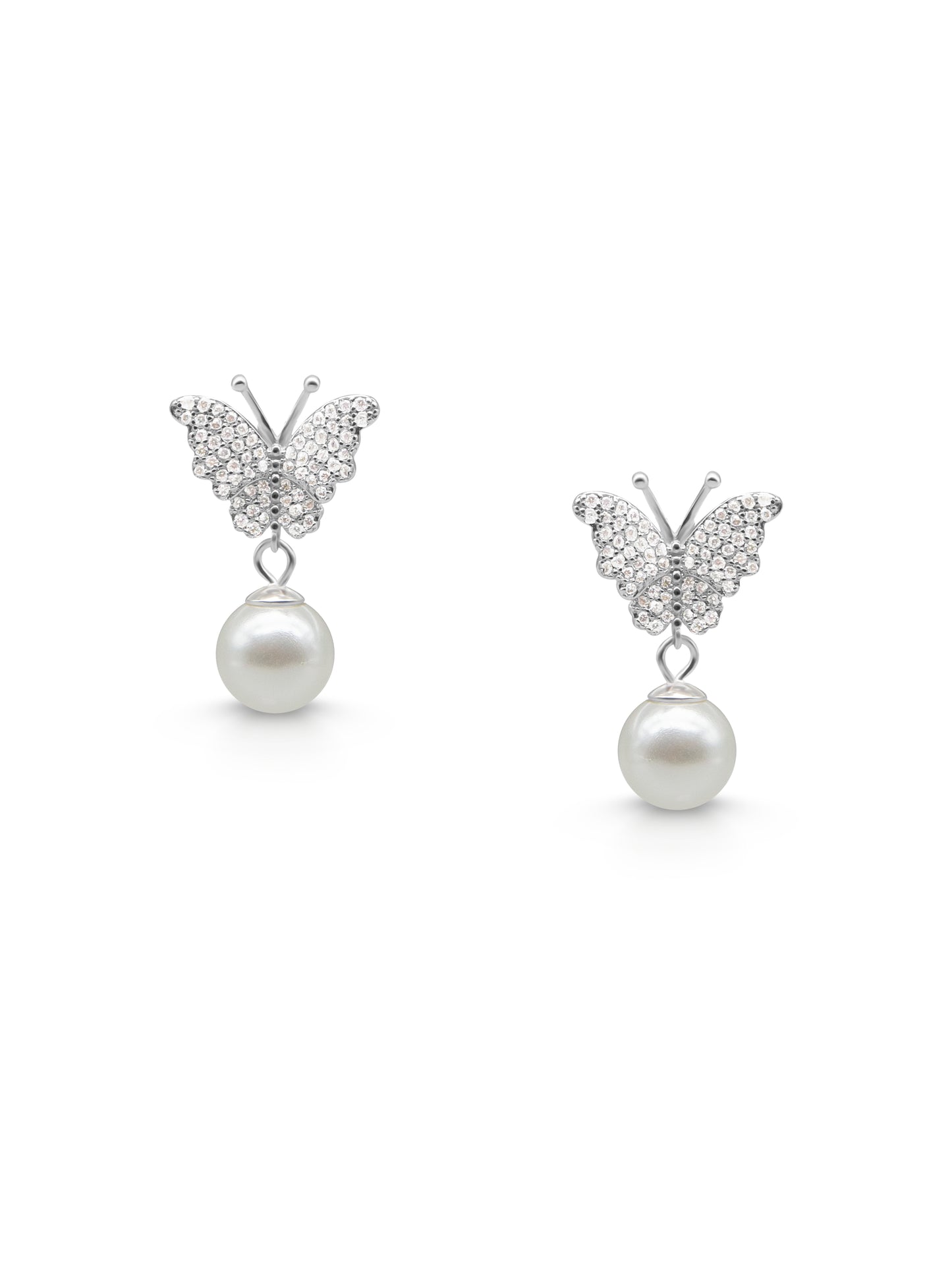 Butterfly Pearl Drop Earrings – Elegant & Lightweight | JoolClix