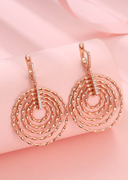 Gold Spiral Dangle Earrings – Elegant Layered Circle Earrings for Women | joolclix