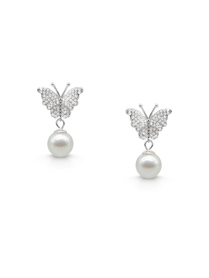 Butterfly Pearl Drop Earrings – Elegant & Lightweight | JoolClix