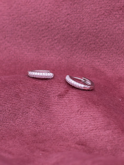 Elegant 925 Sterling Silver Micro-Pave Hoop Earrings – Daily Wear Minimalist Huggie Hoops | JoolClix