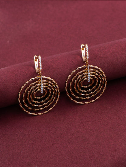 Gold Spiral Dangle Earrings – Elegant Layered Circle Earrings for Women | joolclix