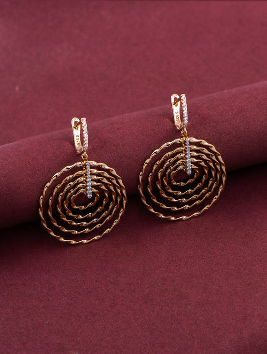 Gold Spiral Dangle Earrings – Elegant Layered Circle Earrings for Women | joolclix